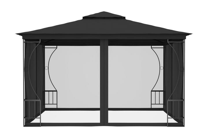 Huvimaja verhoilla 300x300x265 cm antrasiitti - Antrasiitti - Paviljonki - Kokonainen paviljonki