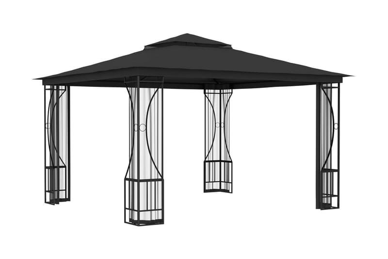 Huvimaja verhoilla 300x300x265 cm antrasiitti - Antrasiitti - Puutarhakalusteet - Aurinkosuoja - Paviljonki