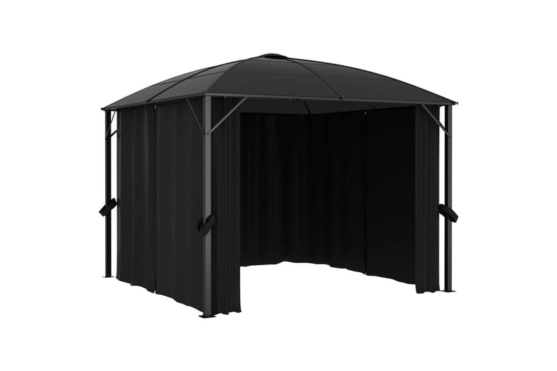 Huvimaja verhoilla 300x300x265 cm antrasiitti - Antrasiitti - Puutarhakalusteet - Aurinkosuoja - Paviljonki