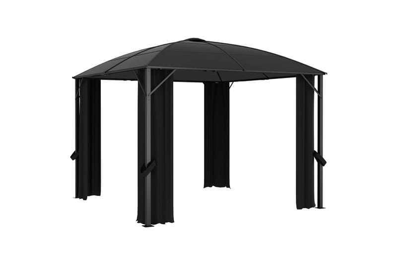 Huvimaja verhoilla 300x300x265 cm antrasiitti - Antrasiitti - Puutarhakalusteet - Aurinkosuoja - Paviljonki