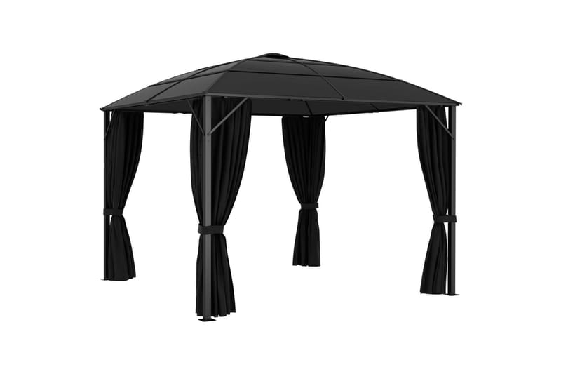 Huvimaja verhoilla 300x300x265 cm antrasiitti - Antrasiitti - Puutarhakalusteet - Aurinkosuoja - Paviljonki
