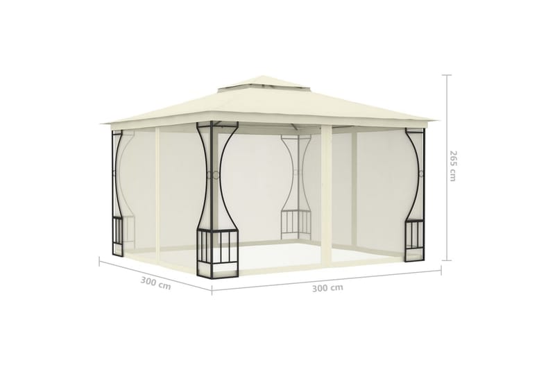 Huvimaja verhoilla 300x300x265 cm kerma - Kerma - Puutarhakalusteet - Aurinkosuoja - Paviljonki