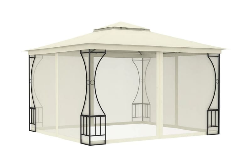 Huvimaja verhoilla 300x300x265 cm kerma - Kerma - Puutarhakalusteet - Aurinkosuoja - Paviljonki