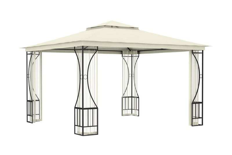 Huvimaja verhoilla 300x300x265 cm kerma - Kerma - Puutarhakalusteet - Aurinkosuoja - Paviljonki