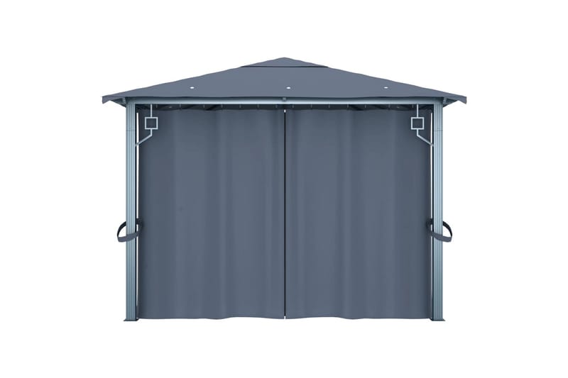 Huvimaja verhoilla 400 x 300 cm antrasiitti alumiini - Antrasiitti - Puutarhakalusteet - Aurinkosuoja - Paviljonki