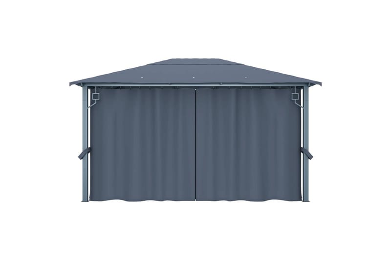 Huvimaja verhoilla 400 x 300 cm antrasiitti alumiini - Antrasiitti - Puutarhakalusteet - Aurinkosuoja - Paviljonki
