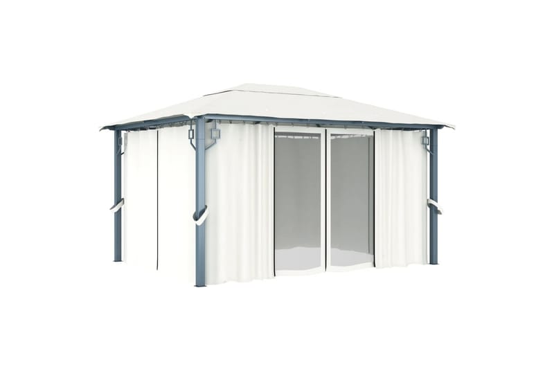 Huvimaja verhoilla 400 x 300 cm kerma alumiini - Kerma - Puutarhakalusteet - Aurinkosuoja - Paviljonki