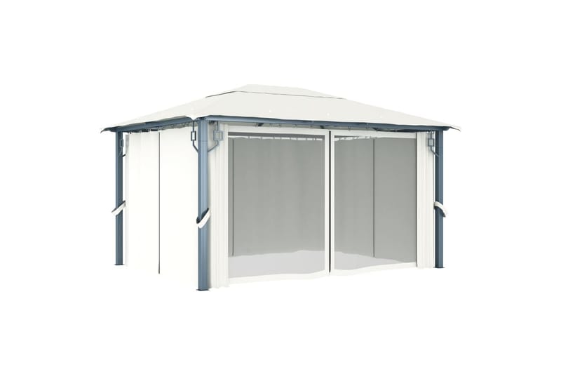 Huvimaja verhoilla 400 x 300 cm kerma alumiini - Kerma - Puutarhakalusteet - Aurinkosuoja - Paviljonki