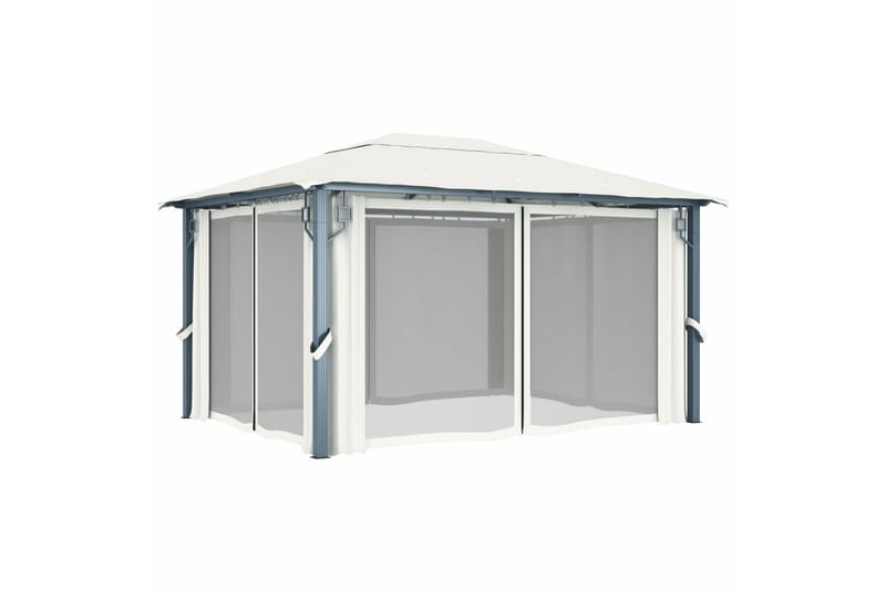 Huvimaja verhoilla 400 x 300 cm kerma alumiini - Kerma - Puutarhakalusteet - Aurinkosuoja - Paviljonki