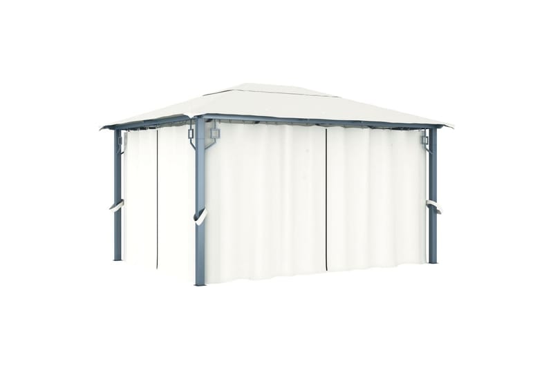 Huvimaja verhoilla 400 x 300 cm kerma alumiini - Kerma - Puutarhakalusteet - Aurinkosuoja - Paviljonki