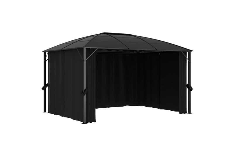 Huvimaja verhoilla 400x300x265 cm antrasiitti - Puutarhakalusteet - Aurinkosuoja - Paviljonki