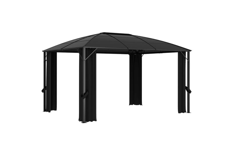 Huvimaja verhoilla 400x300x265 cm antrasiitti - Puutarhakalusteet - Aurinkosuoja - Paviljonki