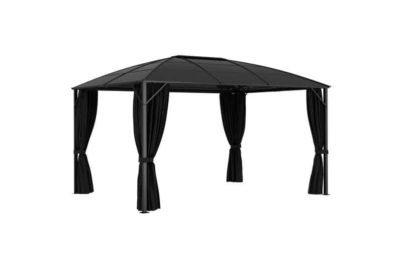 Huvimaja verhoilla 400x300x265 cm antrasiitti - Puutarhakalusteet - Aurinkosuoja - Paviljonki