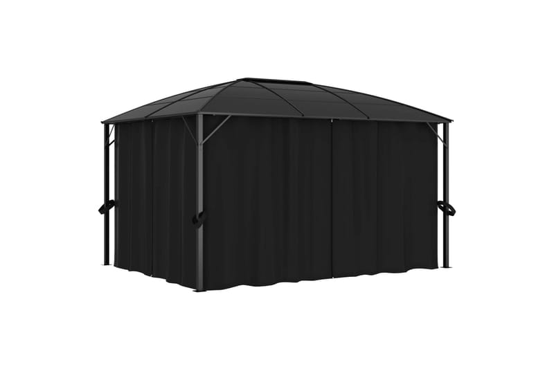 Huvimaja verhoilla 400x300x265 cm antrasiitti - Puutarhakalusteet - Aurinkosuoja - Paviljonki