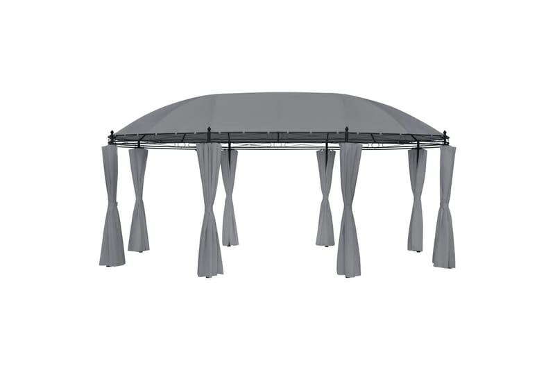 Huvimaja verhoilla 530x350x265 cm antrasiitti - Puutarhakalusteet - Aurinkosuoja - Paviljonki