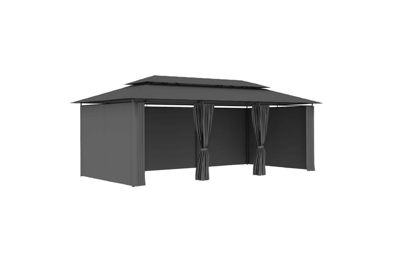 Huvimaja verhoilla 600x298x270 cm antrasiitti - Antrasiitti - Puutarhakalusteet - Aurinkosuoja - Paviljonki