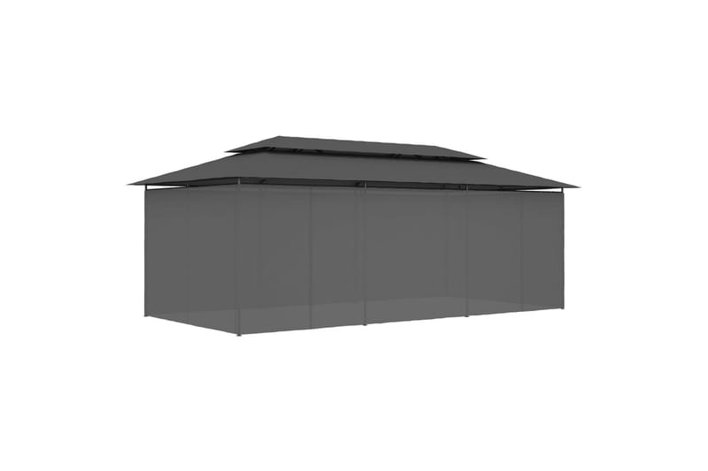 Huvimaja verhoilla 600x298x270 cm antrasiitti - Antrasiitti - Puutarhakalusteet - Aurinkosuoja - Paviljonki