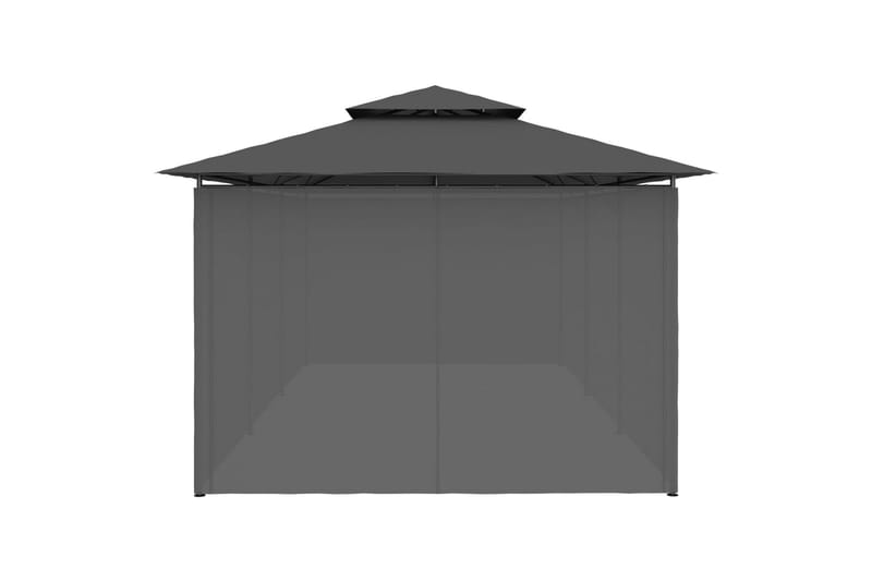 Huvimaja verhoilla 600x298x270 cm antrasiitti - Antrasiitti - Puutarhakalusteet - Aurinkosuoja - Paviljonki