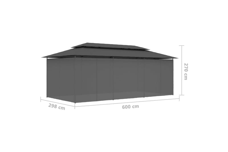 Huvimaja verhoilla 600x298x270 cm antrasiitti - Antrasiitti - Puutarhakalusteet - Aurinkosuoja - Paviljonki