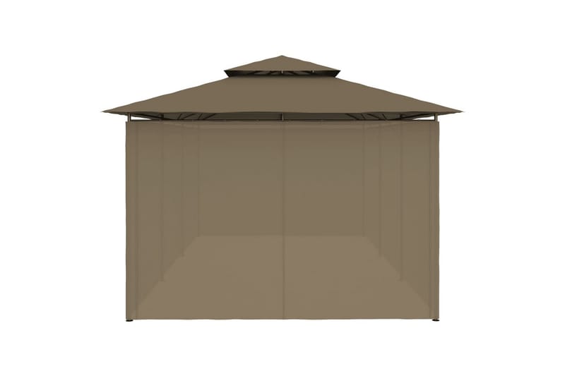 Huvimaja verhoilla 600x298x270 cm ruskeanharmaa 180 g/m² - Taupe - Puutarhakalusteet - Aurinkosuoja - Paviljonki