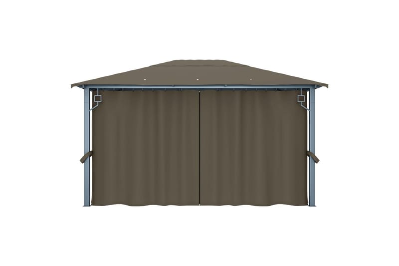 Huvimaja verhoilla ja valonauhoilla 400x300 cm - Puutarhakalusteet - Aurinkosuoja - Paviljonki