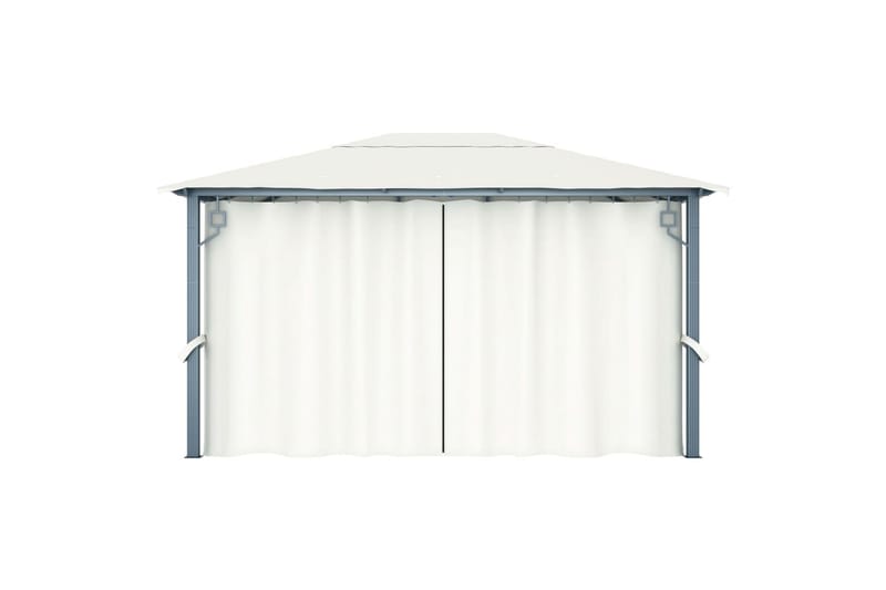 Huvimaja verhoilla ja valonauhoilla 400x300cm kerma alumiini - Puutarhakalusteet - Aurinkosuoja - Paviljonki