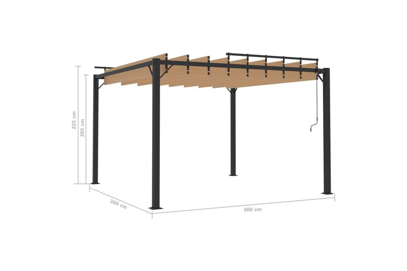 Katos avattavalla katolla 3x3 m harmaanruskea/alumiini - Puutarhakalusteet - Aurinkosuoja - Paviljonki
