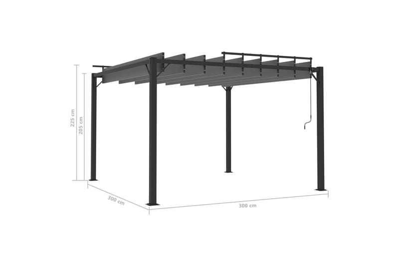Katos avattavalla katolla 3x3 m ja alumiini - Puutarhakalusteet - Aurinkosuoja - Paviljonki