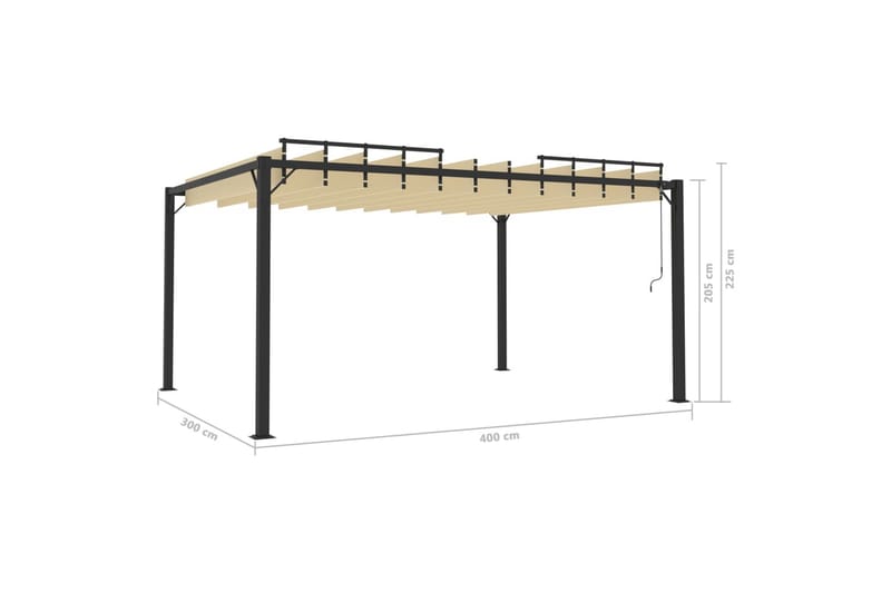 Katos avattavalla katolla 3x4 m kerma kangas ja alumiini - Puutarhakalusteet - Aurinkosuoja - Paviljonki