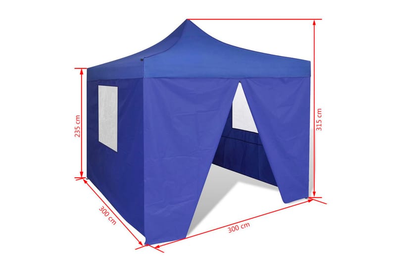 Kokoontaitettava juhlateltta 4 seinällä 3x3 m sininen - Sininen - Puutarhakalusteet - Aurinkosuoja - Paviljonki - Paviljongin katos