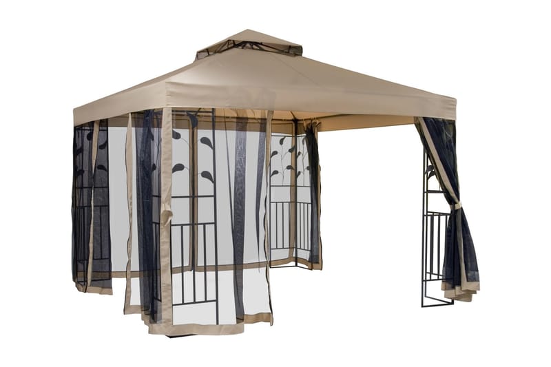 Paviljonki Leafie 300x300 cm Teräsrunko, Ruskea/Beige