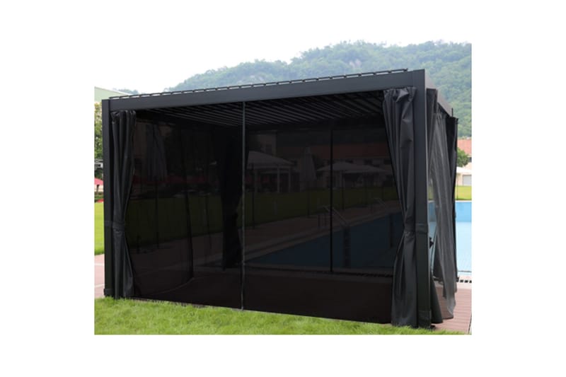 Paviljonki Mirador 3x3x2,5m sivuseinillä Tummanharmaa, undefined