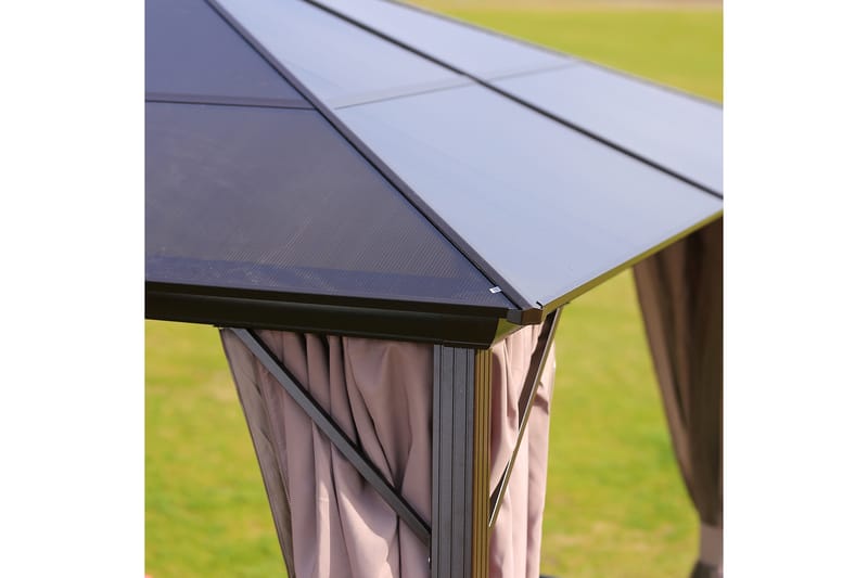 Paviljonki Sunsetia 300x300x267 cm Polykarbonaatti - Ruskea/Beige - Puutarhakalusteet - Aurinkosuoja - Paviljonki