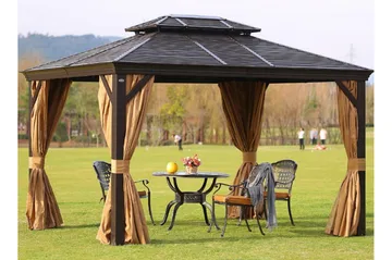 Paviljonki Sunsetia 300x400x270 cm - Ruskea/Beige - Puutarhakalusteet - Aurinkosuoja - Paviljonki