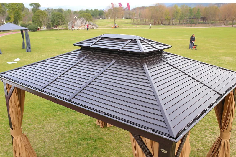 Paviljonki Sunsetia 300x400x270 cm - Ruskea/Beige - Puutarhakalusteet - Aurinkosuoja - Paviljonki