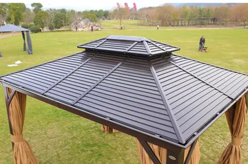 Paviljonki Sunsetia 300x400x270 cm - Ruskea/Beige - Puutarhakalusteet - Aurinkosuoja - Paviljonki