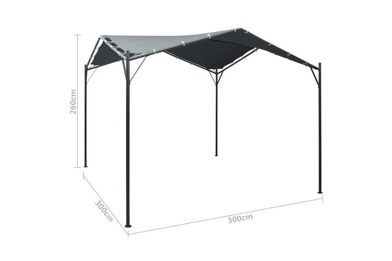 Paviljonki/juhlateltta 3x3 m teräs antrasiitti - Puutarhakalusteet - Aurinkosuoja - Paviljonki