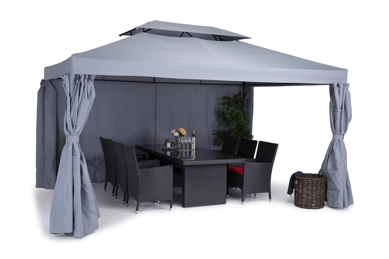 Paviljonkipaketti Bermuda 3x4 m sis Paviljongin seinät - /Vaaleanharmaa - Puutarhakalusteet - Aurinkosuoja - Paviljonki