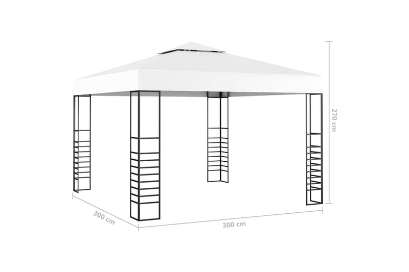 Puutarhakatos 3x3 m valkoinen - Valkoinen - Puutarhakalusteet - Aurinkosuoja - Paviljonki