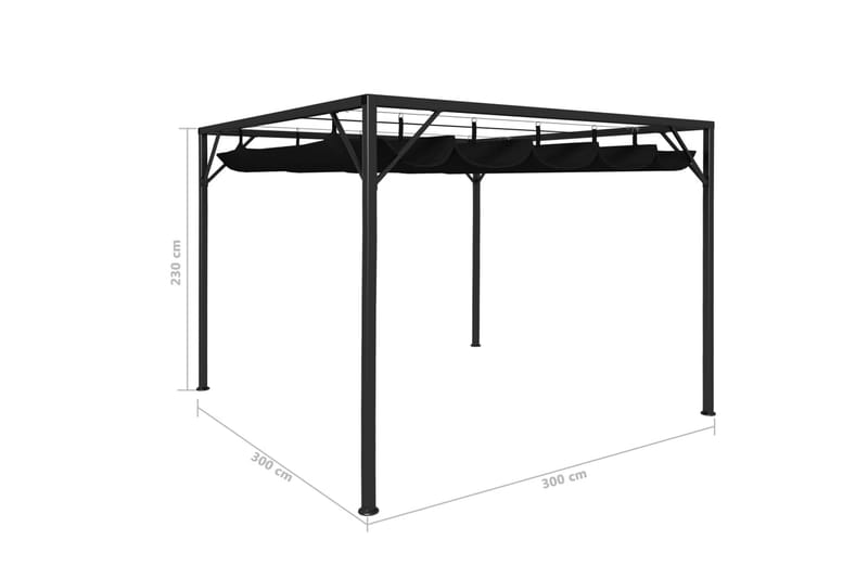 Puutarhakatos rullattavalla kattokankaalla 3x3 m antrasiitti - Antrasiitti - Puutarhakalusteet - Aurinkosuoja - Paviljonki