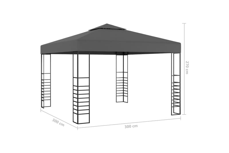 Puutarhakatos valonauhoilla 3x3 m antrasiitti - Puutarhakalusteet - Aurinkosuoja - Paviljonki