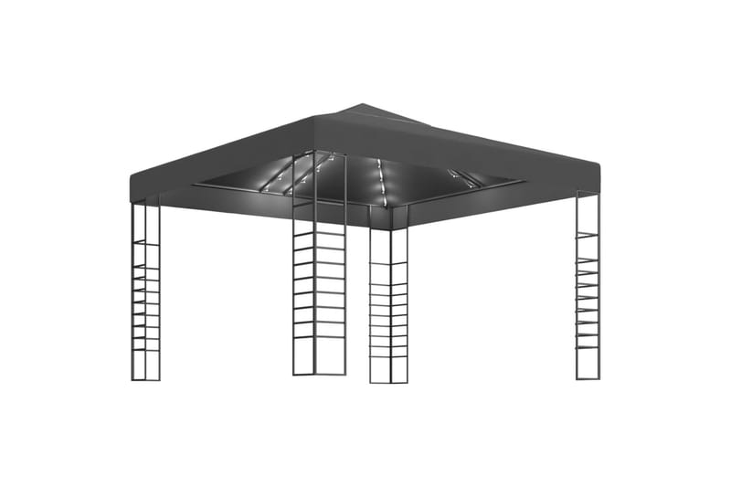 Puutarhakatos valonauhoilla 3x3 m antrasiitti - Puutarhakalusteet - Aurinkosuoja - Paviljonki