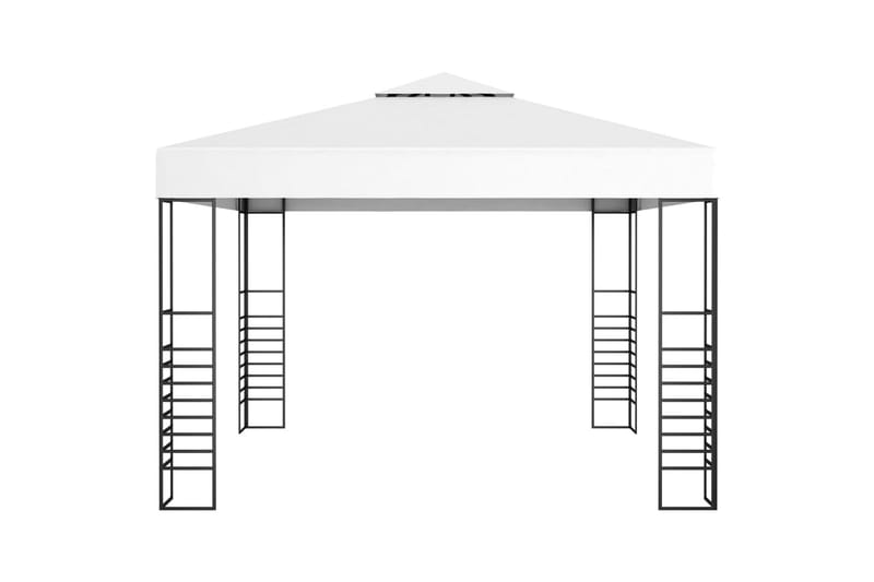Puutarhakatos valonauhoilla 3x3 m valkoinen - Puutarhakalusteet - Aurinkosuoja - Paviljonki