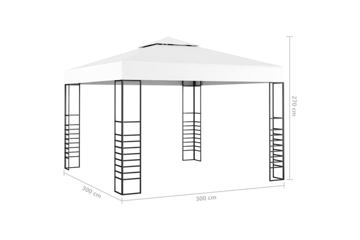 Puutarhakatos valonauhoilla 3x3 m valkoinen - Paviljonki - Kokonainen paviljonki