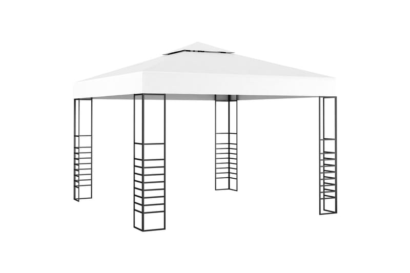 Puutarhakatos valonauhoilla 3x3 m valkoinen - Puutarhakalusteet - Aurinkosuoja - Paviljonki