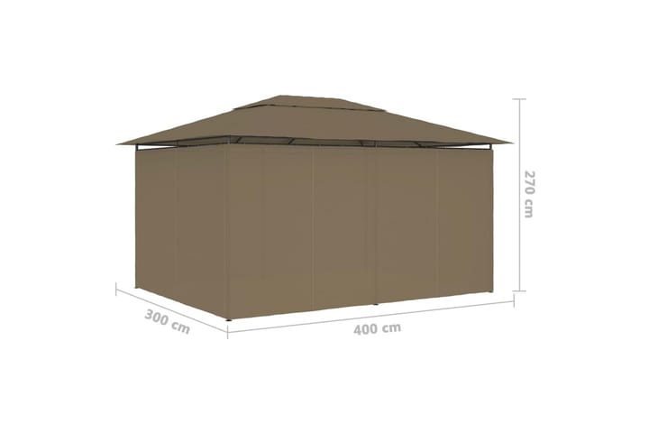 Puutarhakatos verhoilla 4x3 m ruskeanharmaa 180 g/m² - Taupe - Paviljonki - Kokonainen paviljonki