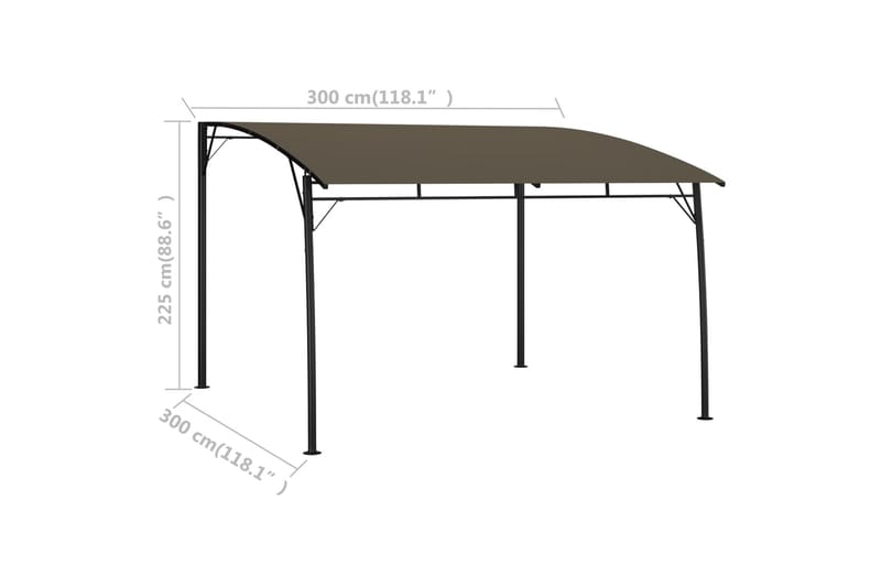 Puutarhan aurinkokatos 3x3x2,25 m harmaanruskea - Taupe - Puutarhakalusteet - Aurinkosuoja - Paviljonki