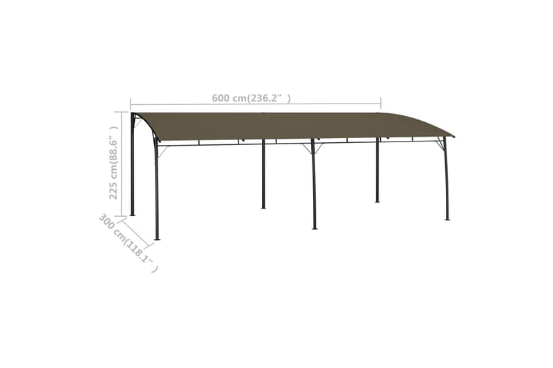 Puutarhan aurinkokatos 6x3x2,25 m harmaanruskea - Taupe - Puutarhakalusteet - Aurinkosuoja - Paviljonki