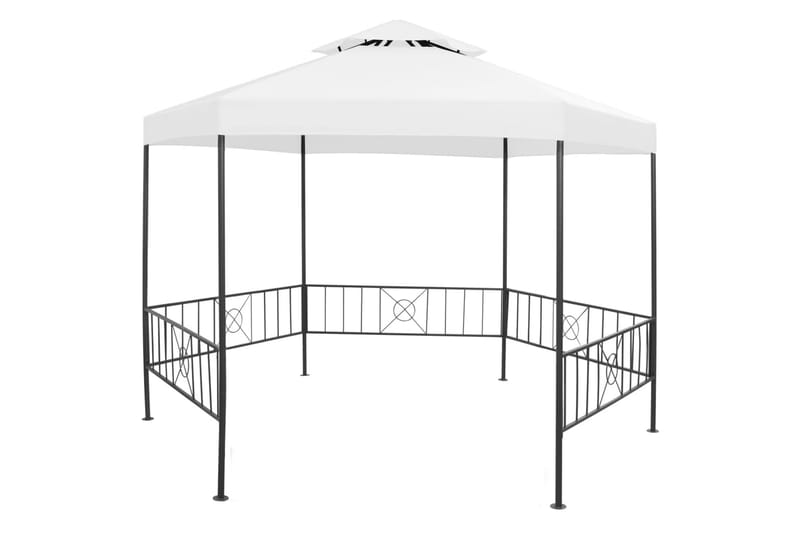 Puutarhan huvimaja 323x275x265 cm valkoinen 180 g/mÂ² - Valkoinen - Puutarhakalusteet - Aurinkosuoja - Paviljonki - Paviljonki katoksella