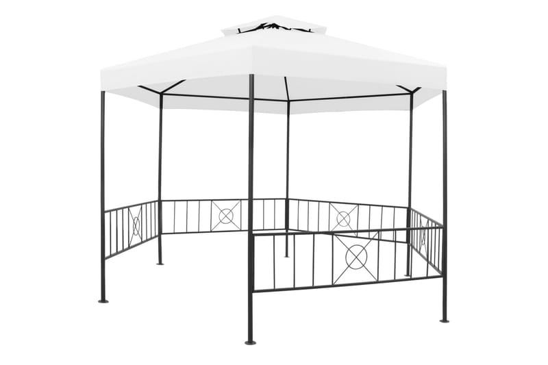 Puutarhan huvimaja 323x275x265 cm valkoinen 180 g/mÂ² - Valkoinen - Puutarhakalusteet - Aurinkosuoja - Paviljonki - Paviljonki katoksella